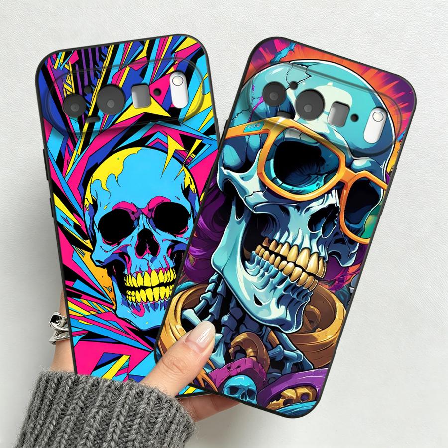 Google Pixel 9 Pro - Casing Tengkorak Seni Pop Neon untuk