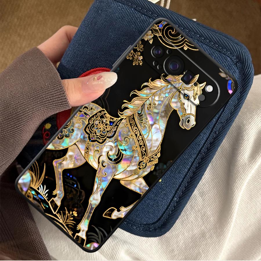 Google Pixel 9 Pro - Casing Penutup Ponsel Lucky Horse Funda