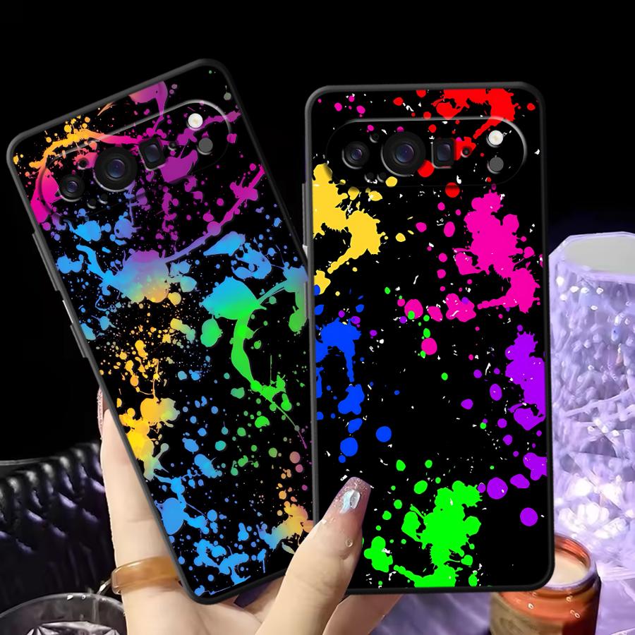 Google Pixel 9 Pro - Casing Penutup Ponsel Funda Percikan Cat