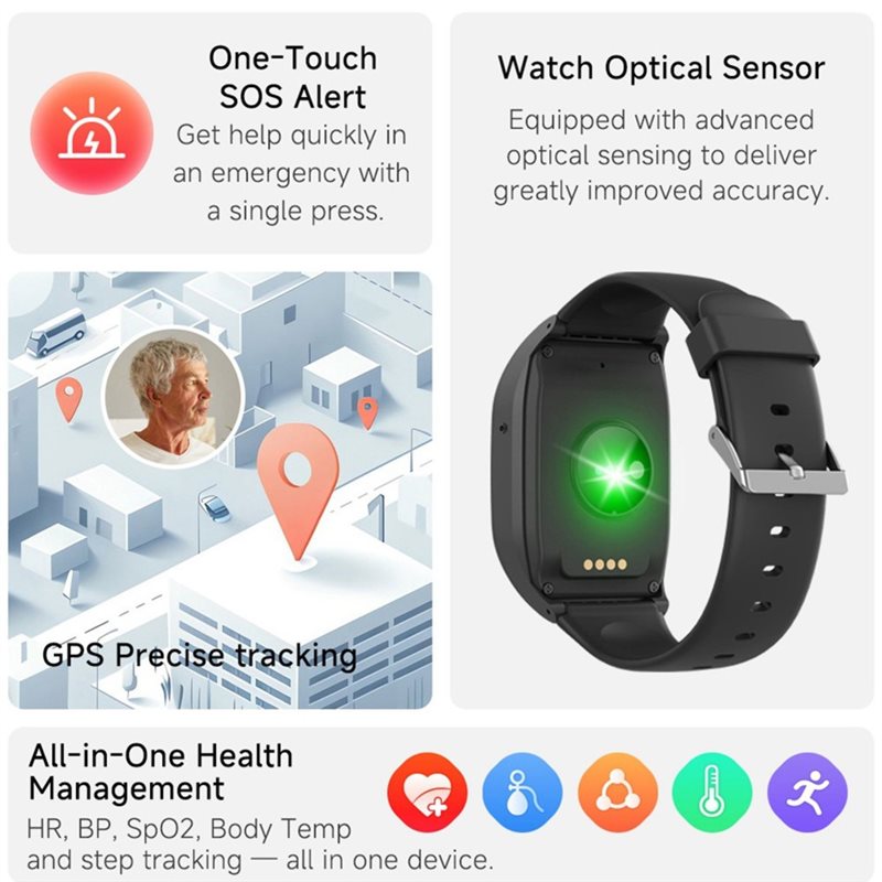 Jam Tangan GPS Alarm Lansia 4G - Fall Detection Watch ulasan dan harga